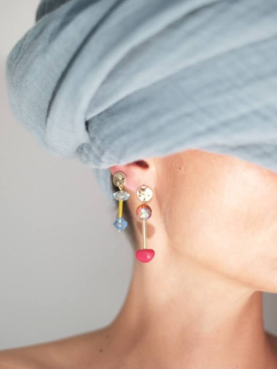 Gold Red Dripping Down Hoop Earring — hey that's nice Gold Red Dripping Down Hoop Earring — hey that's nice